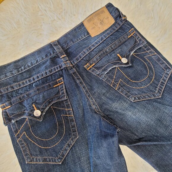True Religion Mens Bootcut Denim Jeans Sz 34 Blue - Picture 1 of 16